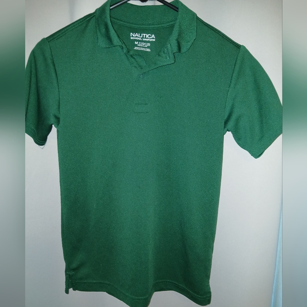 Little boys size 10/12 hunter green polo